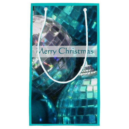 Blue Baubles Merry kerstcadeau kleine kleine tas Klein Cadeauzakje (Voorkant)