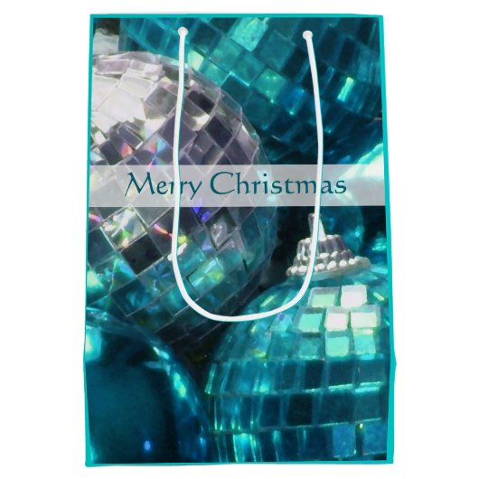 Blue Baubles Merry kerstcadeautas medium Medium Cadeauzakje (Achterkant)