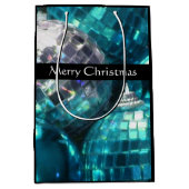 Blue Baubles Merry kerstcadeautas, zwart Medium Cadeauzakje (Voorkant)