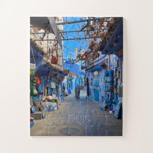 Blue Bazaar Alley | Chefchaouen, Marokko Legpuzzel (Verticaal)