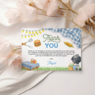 Blue BBQ Baby shower 5x3.5 Bedankkaart