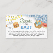 Blue BBQ Baby shower Boeken voor Baby Informatiekaartje (Voorkant)