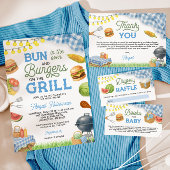 Blue BBQ Baby shower Boeken voor Baby Informatiekaartje