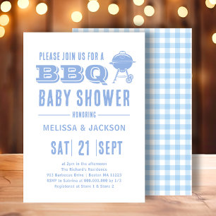 Blue BBQ Baby shower Uitnodiging