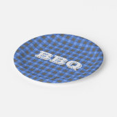 Blue BBQ Monogram Check Small Paper Bord (Gekanteld)