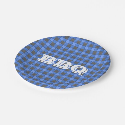 Blue BBQ Monogram Check Small Paper Bord (Gekanteld)