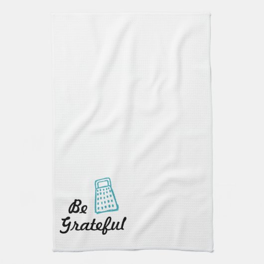 Blue Be Grateful Funny Kitchen Pun Theedoek (Verticaal)