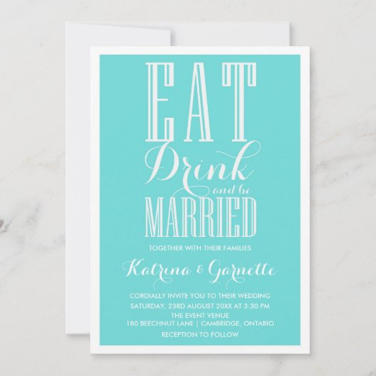 Blue Be huwelijkshuwelijk Uitnodiging (Voorkant)