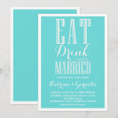 Blue Be huwelijkshuwelijk Uitnodiging (Voorkant / Achterkant)