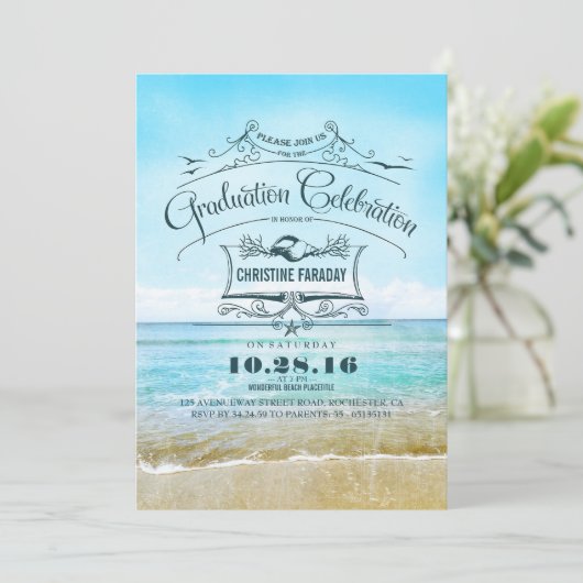 Blue Beach Afstuderen Kaart (Staand voorkant)
