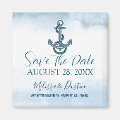 Blue Beach Anker Nautische bruiloft Bewaar de datu Magneet (Voorkant)