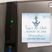 Blue Beach Anker Nautische bruiloft Bewaar de datu Magneet