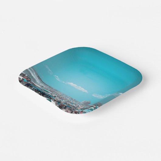Blue Beach Art Papieren Bordje (Gebogen)