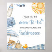 Blue Beach Baby shower Envelope Poster (Voorkant)