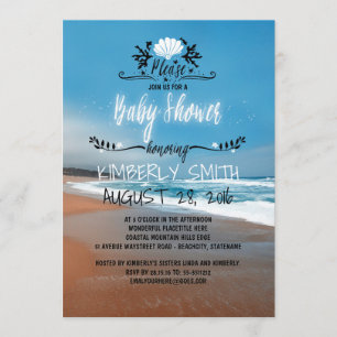 Blue Beach Baby shower Kaart