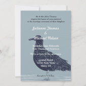 Blue Beach Bird Wedding Kaart (Voorkant)