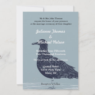 Blue Beach Bird Wedding Kaart