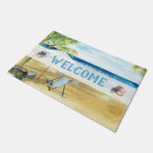 Blue Beach Coastal Ocean Welcome Deurmat (Schuin)