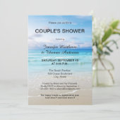 Blue Beach Couple Shower-uitnodiging Kaart (Staand voorkant)