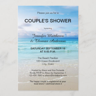 Blue Beach Couple Shower-uitnodiging Kaart