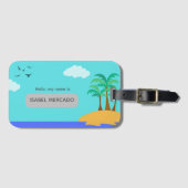 Blue Beach Eenvoudige naam Bagagelabel (Voorkant (horizontaal))
