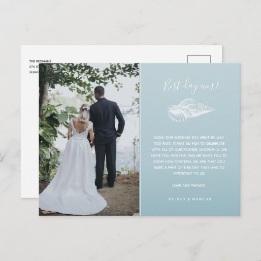 Blue Beach foto bruiloft Dank u Briefkaart (Voorkant / Achterkant)