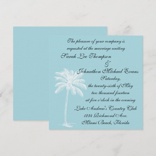 Blue Beach Getaway-uitnodiging Kaart (Voorkant / Achterkant)