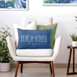 Blue Beach House Aangepaste Coördinaten Kussen
