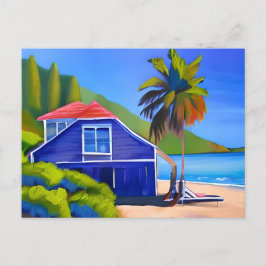 Blue Beach House en Palm Tree | Contact houden Briefkaart