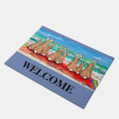 Blue Beach House Rabbit Welcome Mat Personated (Schuin)