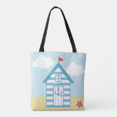 Blue Beach Hut Tote Bag (Achterkant)