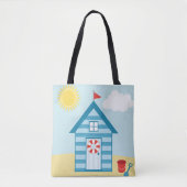 Blue Beach Hut Tote Bag (Voorkant)