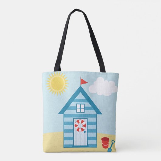 Blue Beach Hut Tote Bag (Achterkant)