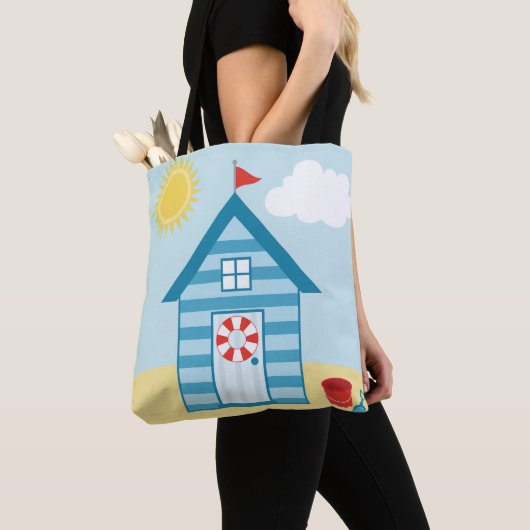 Blue Beach Hut Tote Bag (Dichtbij)