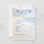 Blue Beach Island Bestemming Bruiloft RSVP Kaartje (Voorkant)