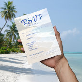 Blue Beach Island Bestemming Bruiloft RSVP Kaartje
