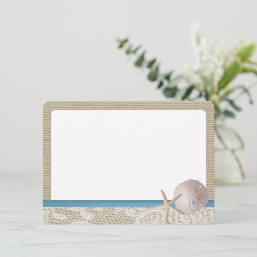 Blue Beach Kant Zand Dollar Dank u Bedankkaart (Staand voorkant)