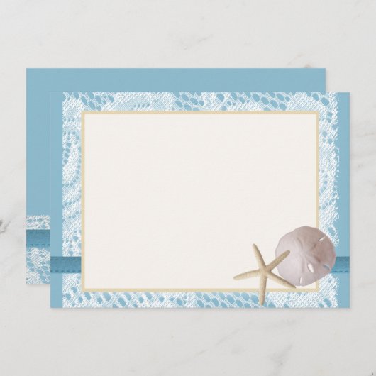 Blue Beach Kant Zand Dollar Dank u Bedankkaart (Voorkant / Achterkant)