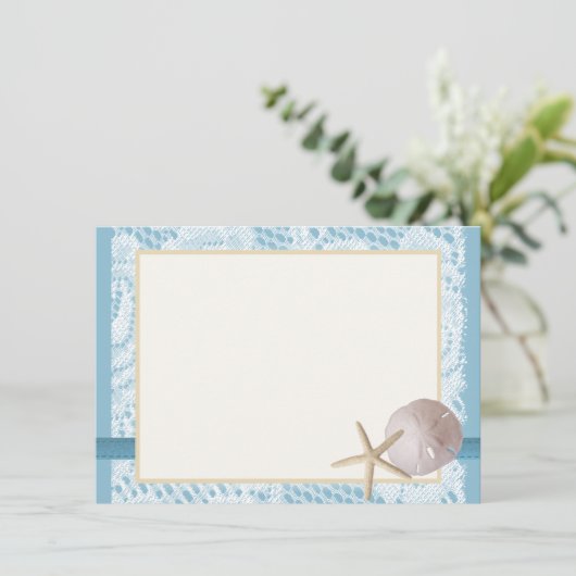 Blue Beach Kant Zand Dollar Dank u Bedankkaart (Staand voorkant)