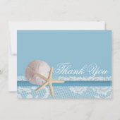 Blue Beach Kant Zand Dollar Dank u Bedankkaart (Achterkant)