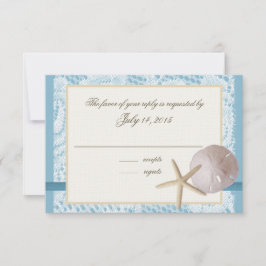 Blue Beach Lace Zanddollar en zeesterren RSVP Kaartje