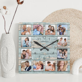 Blue Beach Nautical Driftwood Vierkante Klok