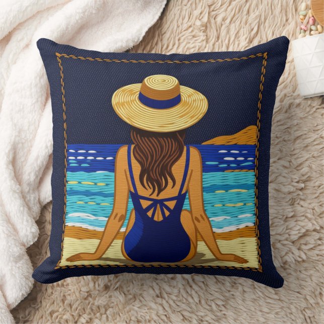 Blue Beach Noir Kussen (Deken)