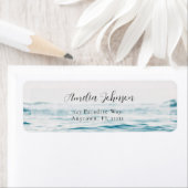 Blue Beach Ocean Script Chic Return Address Label (Insitu)
