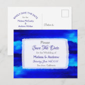 Blue Beach Ocean Thmed Wedding Save the Date Aankondigingskaart (Voorkant / Achterkant)