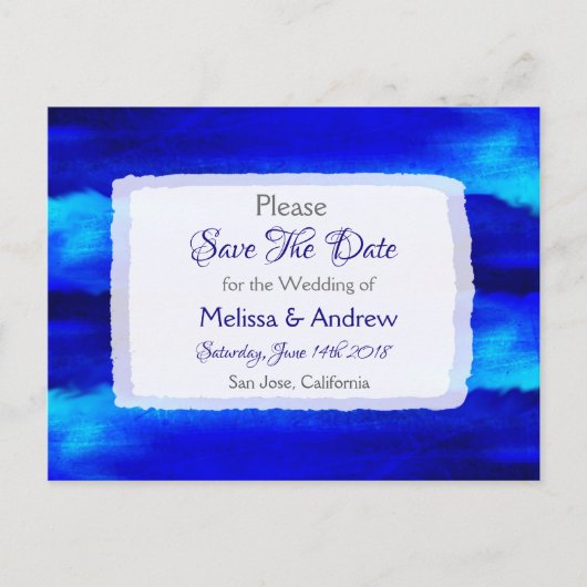 Blue Beach Ocean Thmed Wedding Save the Date Aankondigingskaart (Voorkant)