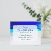 Blue Beach Ocean Thmed Wedding Save the Date Aankondigingskaart (Staand voorkant)