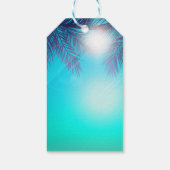 Blue BEACH PARTITY Sunny Palm Trees Summer Birthda Cadeaulabel (Achterkant)