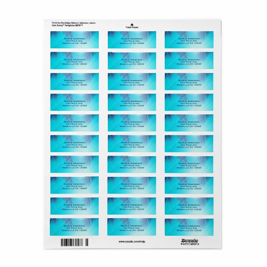 Blue BEACH PARTITY Sunny Palm Trees Summer Birthda Etiket (Full Sheet)