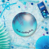 Blue BEACH PARTITY Sunny Palm Trees Summer Birthda Papieren Bordje (Feest)